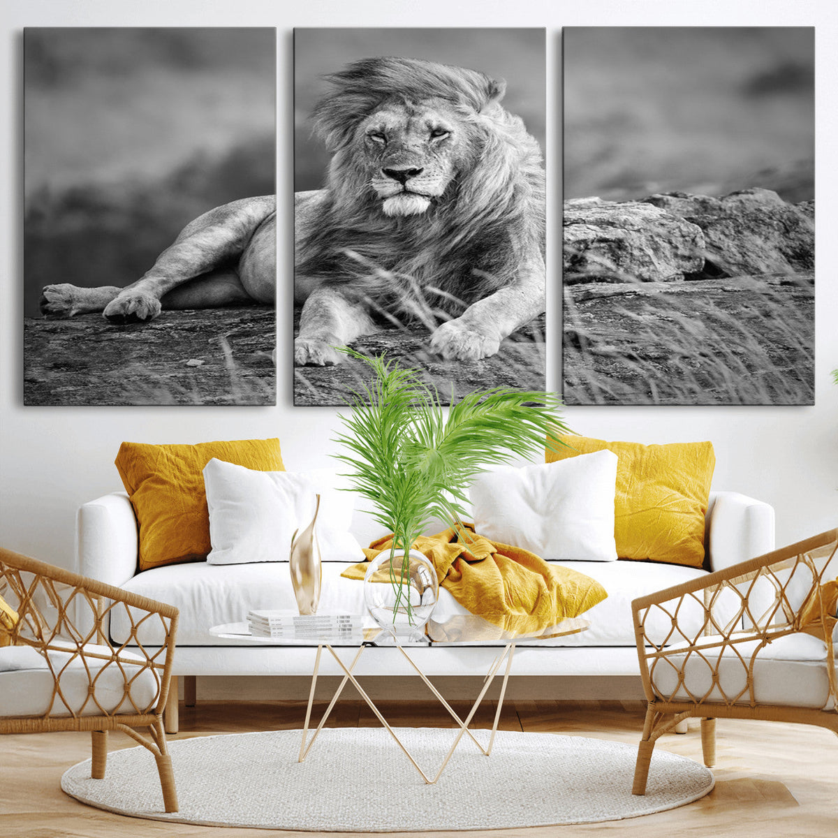 King Forest Lion Wall Art Canvas Print – Framed Majestic