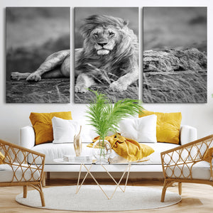 King Forest Lion Wall Art Canvas Print – Framed Majestic