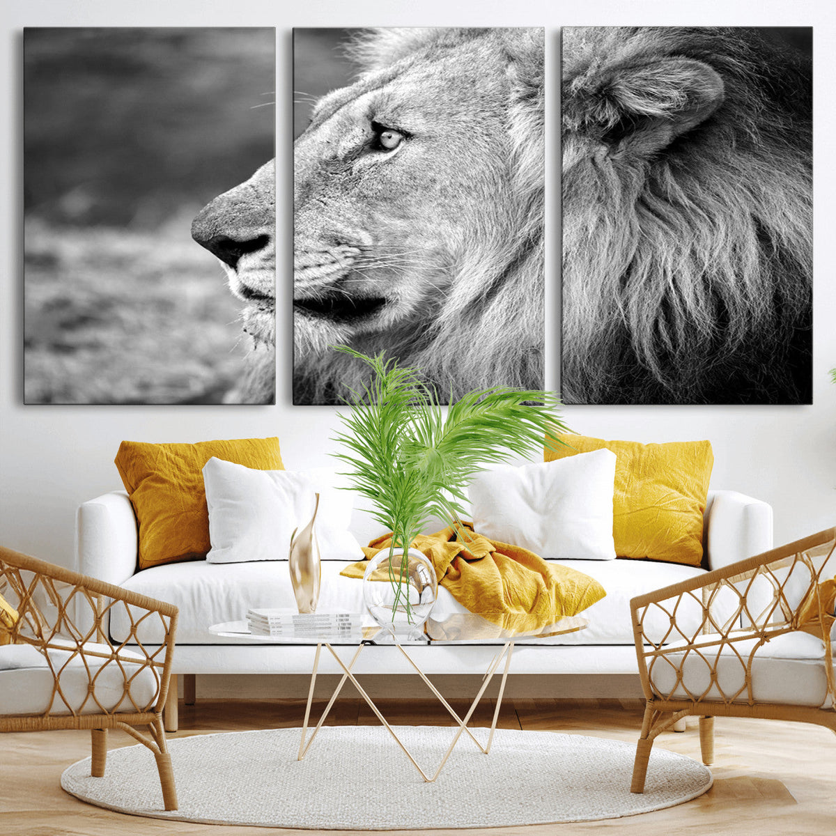 Lion Wall Art Canvas Print – Framed Majestic Wildlife
