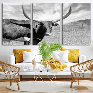 Cattle Wall Art Longhorn Cow Canvas Print