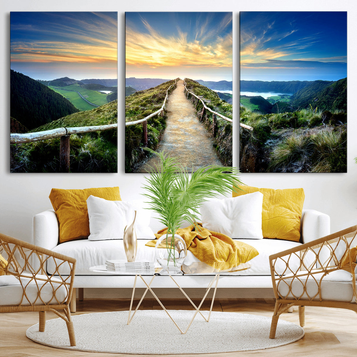 Mountain and Sunset Wall Art Canvas Print