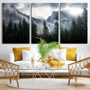 Yosemite National Park El Capitan Foggy Mountain Wall Art |