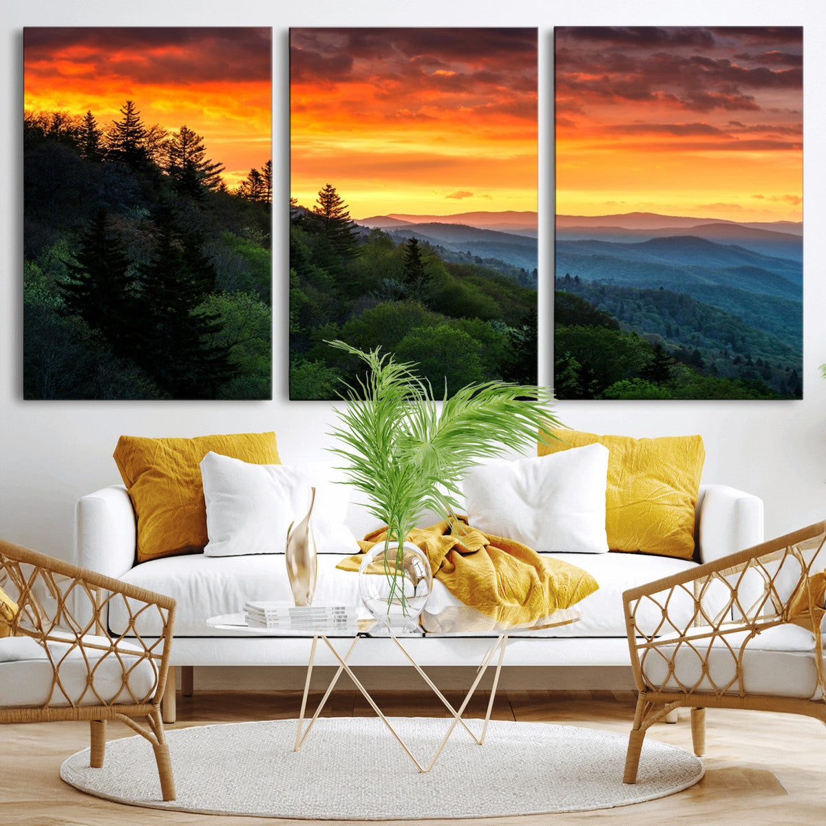 Forest Landscape Wall Art Sunset Canvas, Forest Sunset