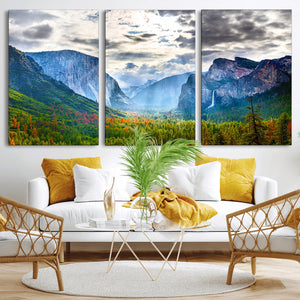 Yosemite Park Half Dome 3 Panel Canvas Print | Large Giclée