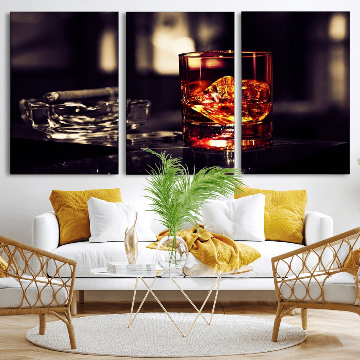 Whiskey and Cigar Canvas – Luxurious Wall Art for Home or