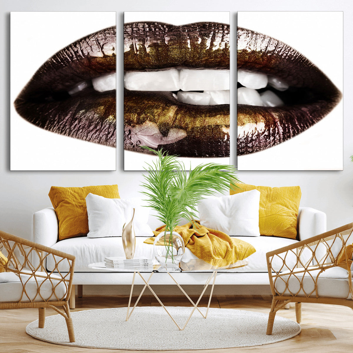 Close Up Lips Wall Art Canvas Print