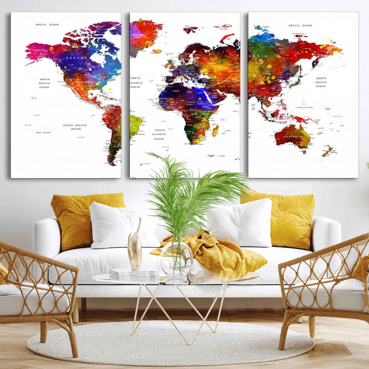 World Map Canvas Print – Detailed Map of the World Wall Art