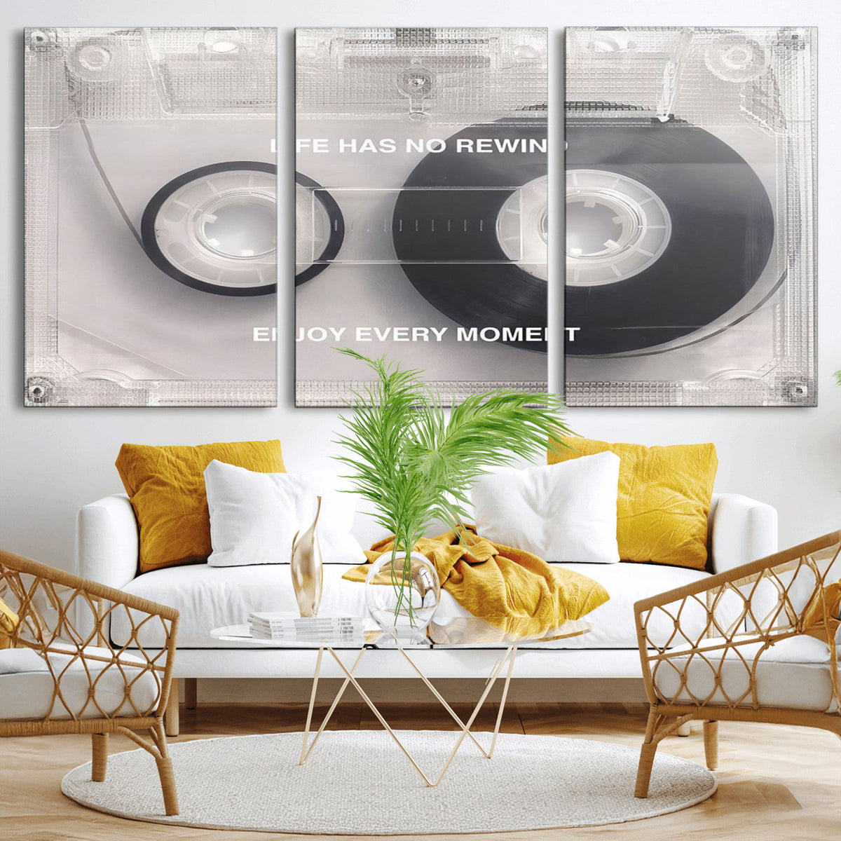 Vintage Cassette Tape Canvas Wall Art - Inspirational 'Life