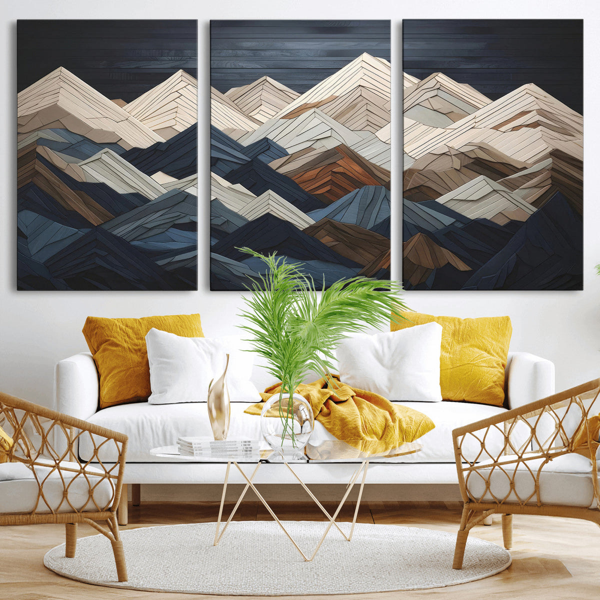 Mountain Wall Art – Modern Geometric Landscape Canvas Print,