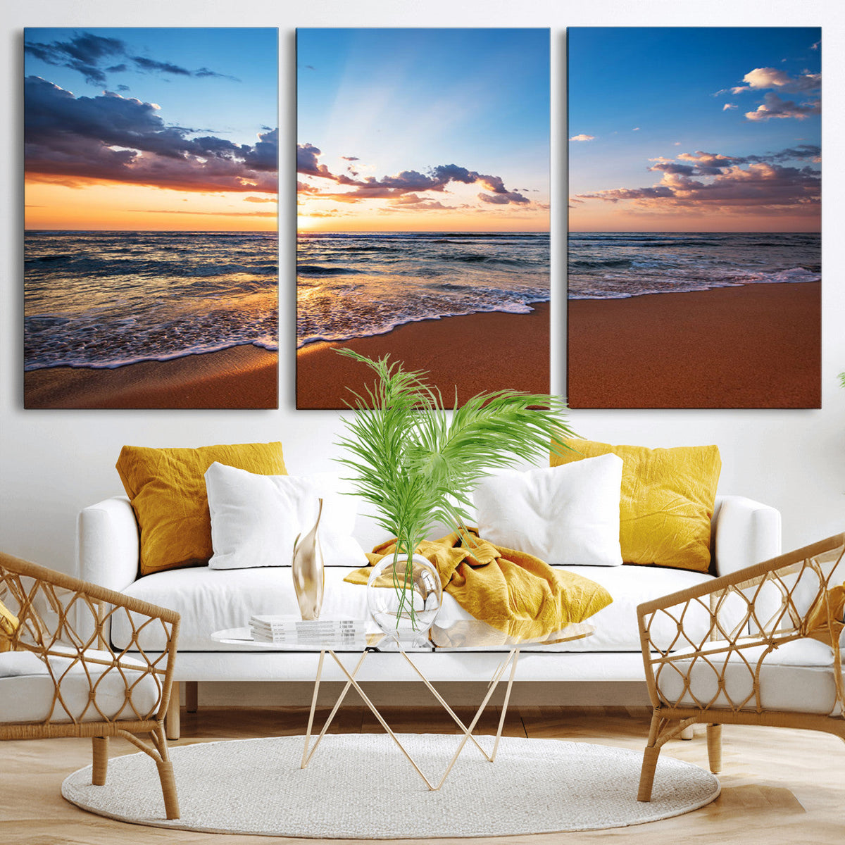 Golden Hour Beach Sunset Wall Art | Canvas Print | Ready to