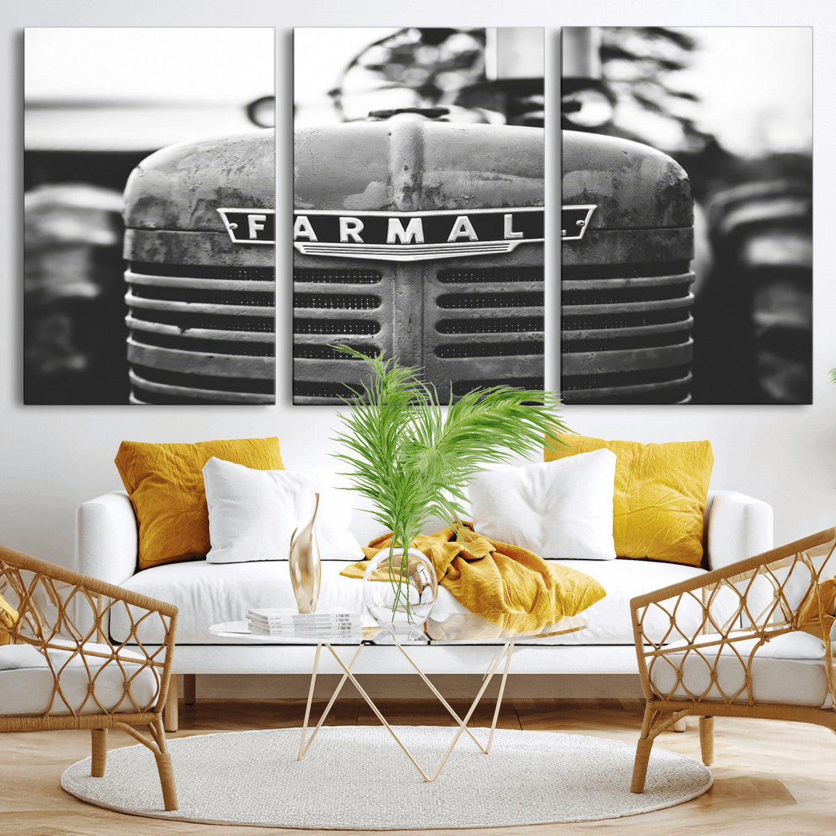 Vintage Farmall Tractor Wall Art Canvas Print, Rustic