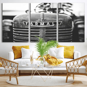 Vintage Farmall Tractor Wall Art Canvas Print, Rustic