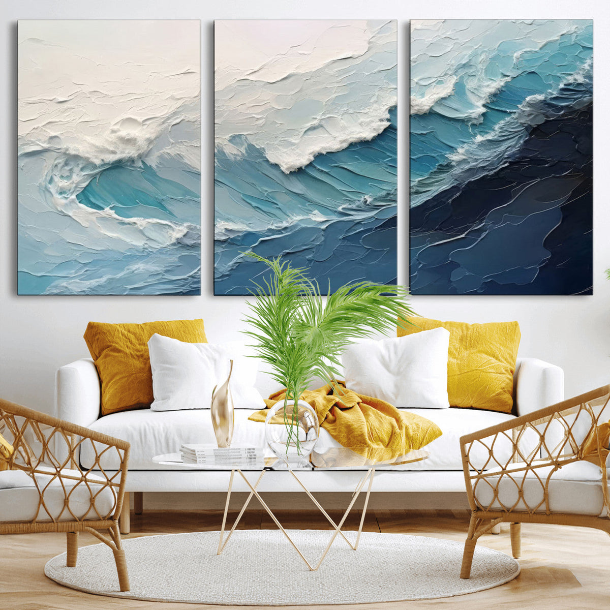 Ocean Wave Canvas Wall Art Print – Coastal Living Room Large