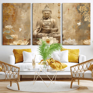 Buddha Wall Art Canvas Print, Buddha Meditation Room Decor,