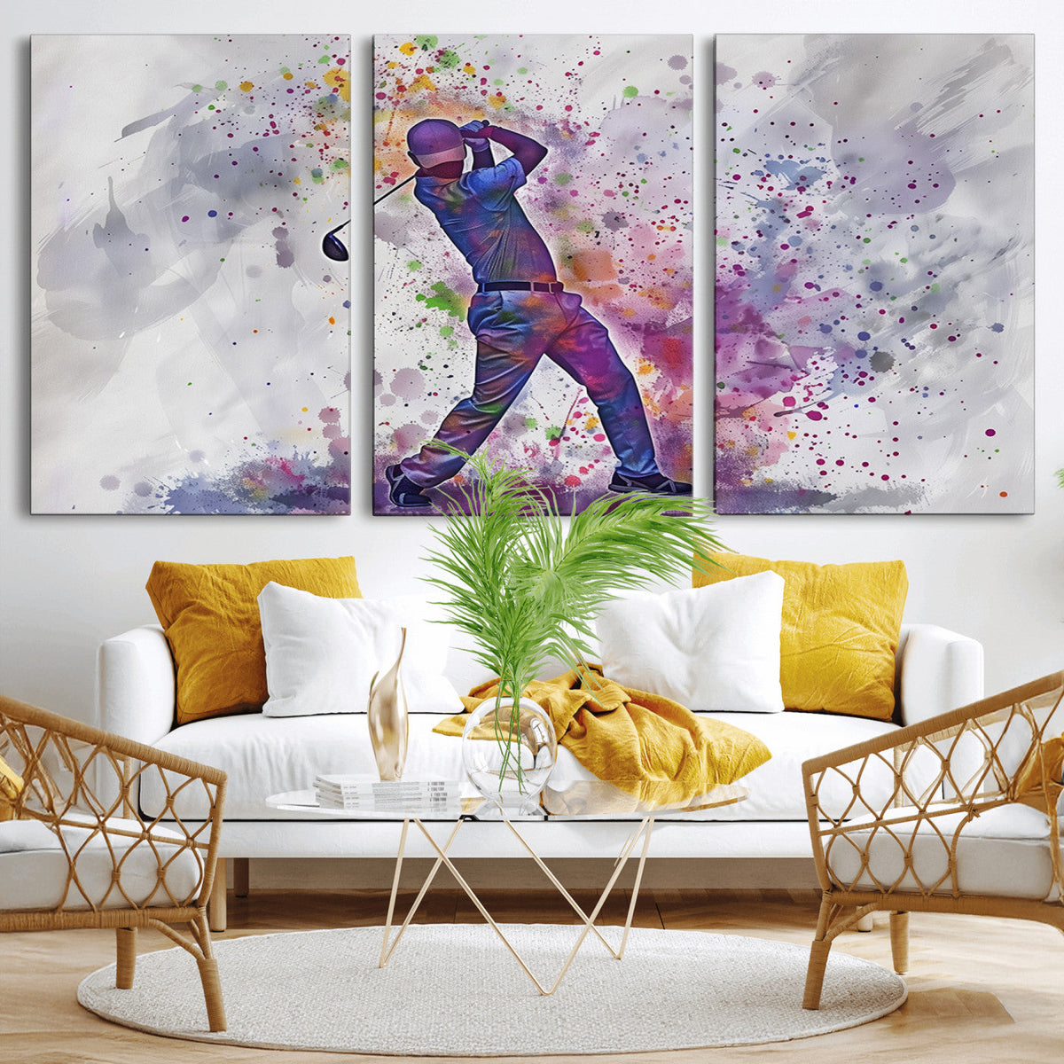 Watercolor Golf Swing Wall Art Canvas Print | Vibrant
