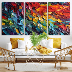 Vibrant Abstract Leaf Wall Art Canvas Print | Bold Colorful
