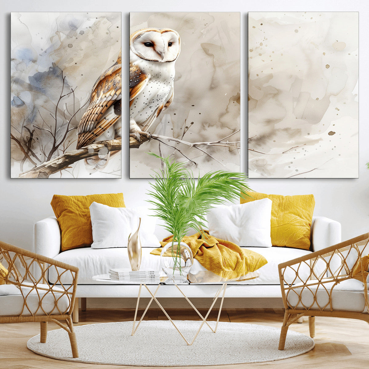 Barn Owl Wall Art | Watercolor Canvas Print | Perfect for