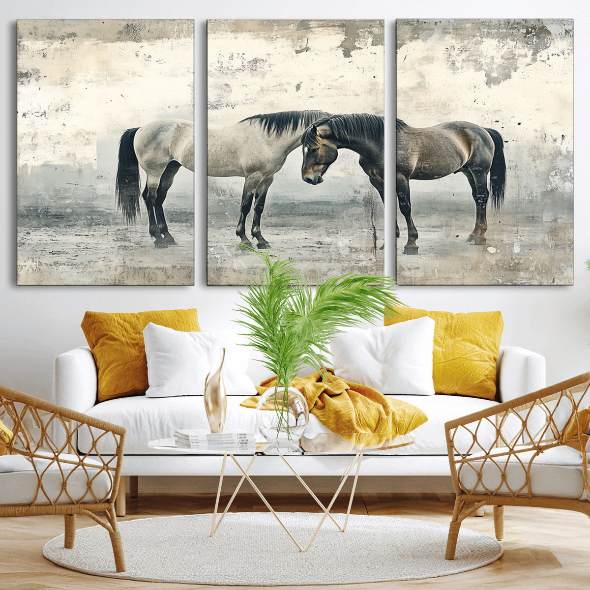 Chines Style Majestic Horses Wall Art | Ready to Hang and