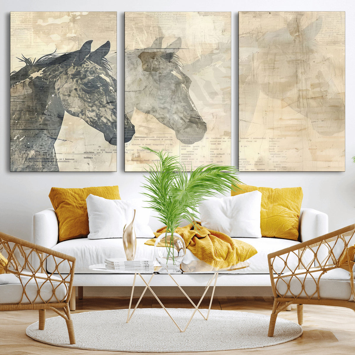 Abstract Horse Canvas Print | Modern Farmhouse Wall Art |