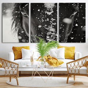 Winter Horse Snow Wall Art Canvas Print