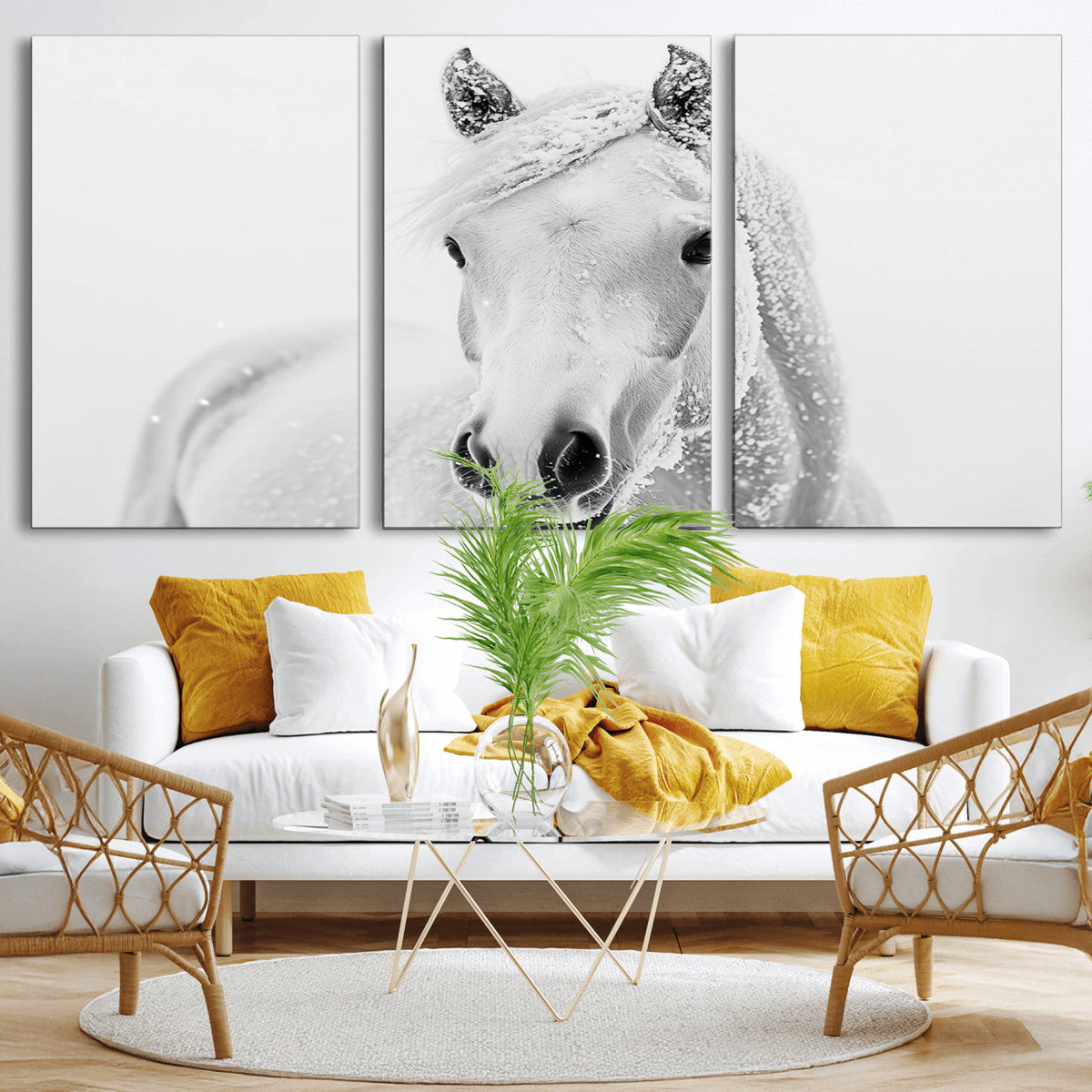 Majestic White Horse Wall Art | Ready to Hang and Framed |