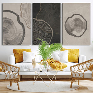 Minimalist Tree Rings Wall Art | Modern Abstract Canvas