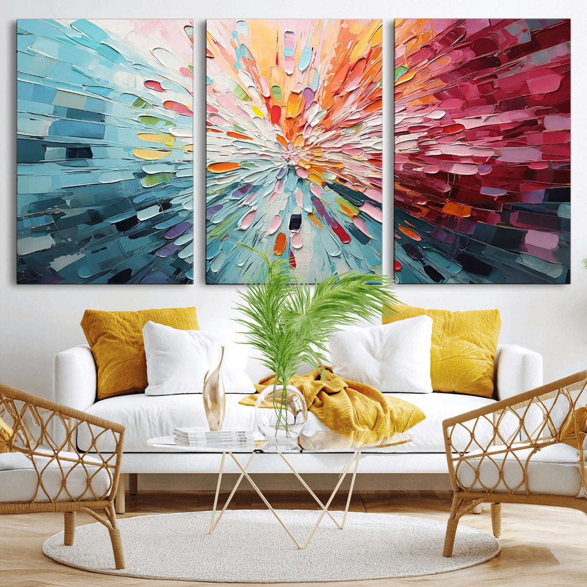 Radiant Bloom Abstract Floral Wall Art Canvas Print -