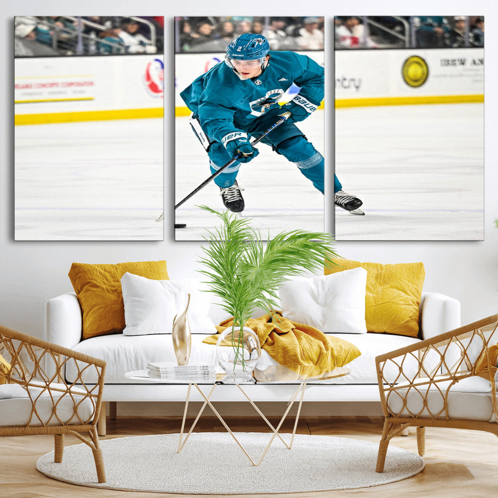 San Jose Sharks Ice Hockey Player Wall Art Canvas Print
