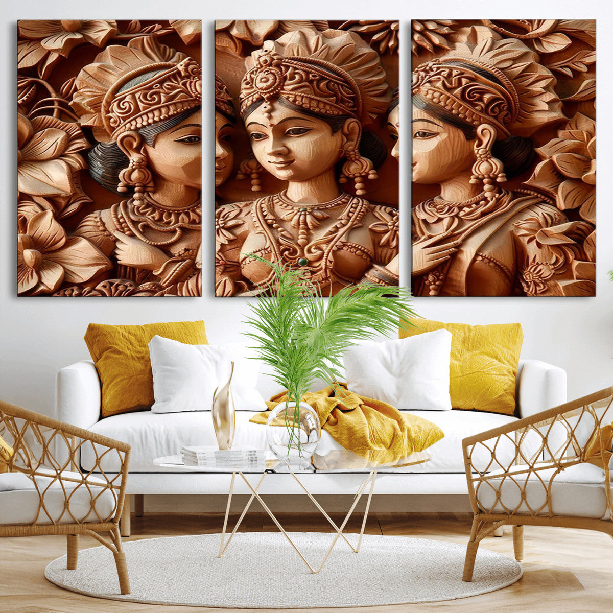 Indian Woman Statue Wall Art Canvas Print