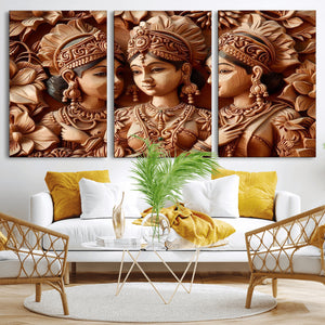 Indian Woman Statue Wall Art Canvas Print