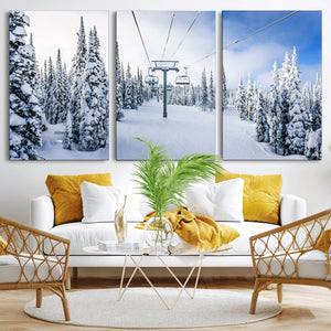 Winter Ski Lift Wall Art Print - Landscape Wall Art | Snowy