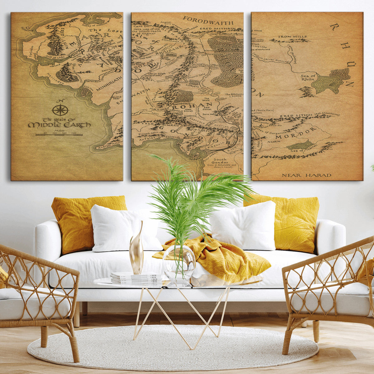 Middle Earth Map Canvas Wall Art – Vintage Fantasy Map
