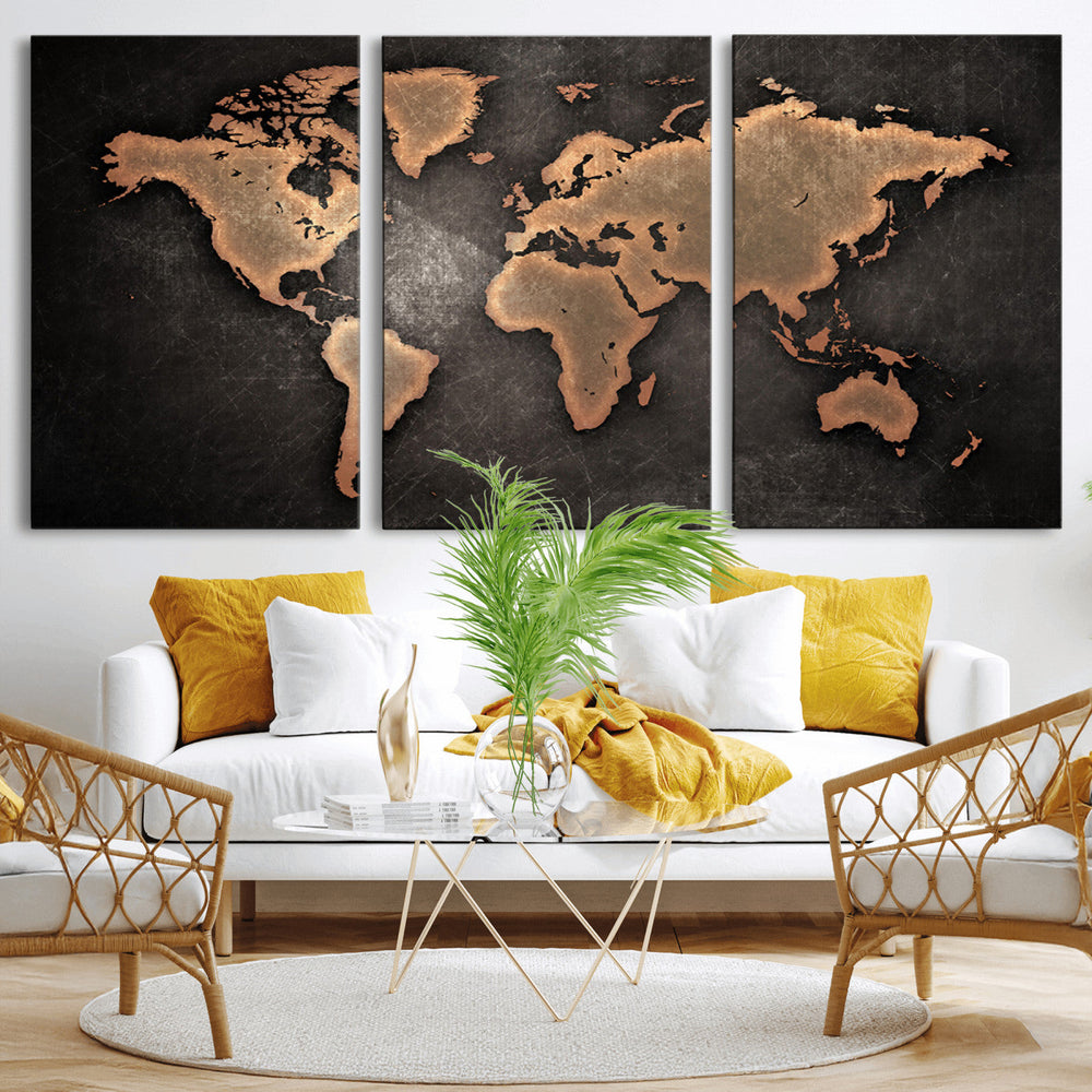 World Map Canvas Print – Framed Travel Map Wall Art for