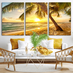 Beach Sunset Canvas Wall Art Print - Tropical Beach Canvas