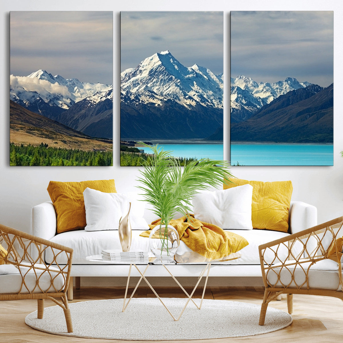 Mount Cook and Lake Pukaki Canvas Wall Art Print – Majestic