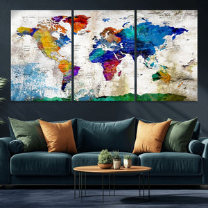 World Map Canvas Print – Framed Travel Map Wall Art for