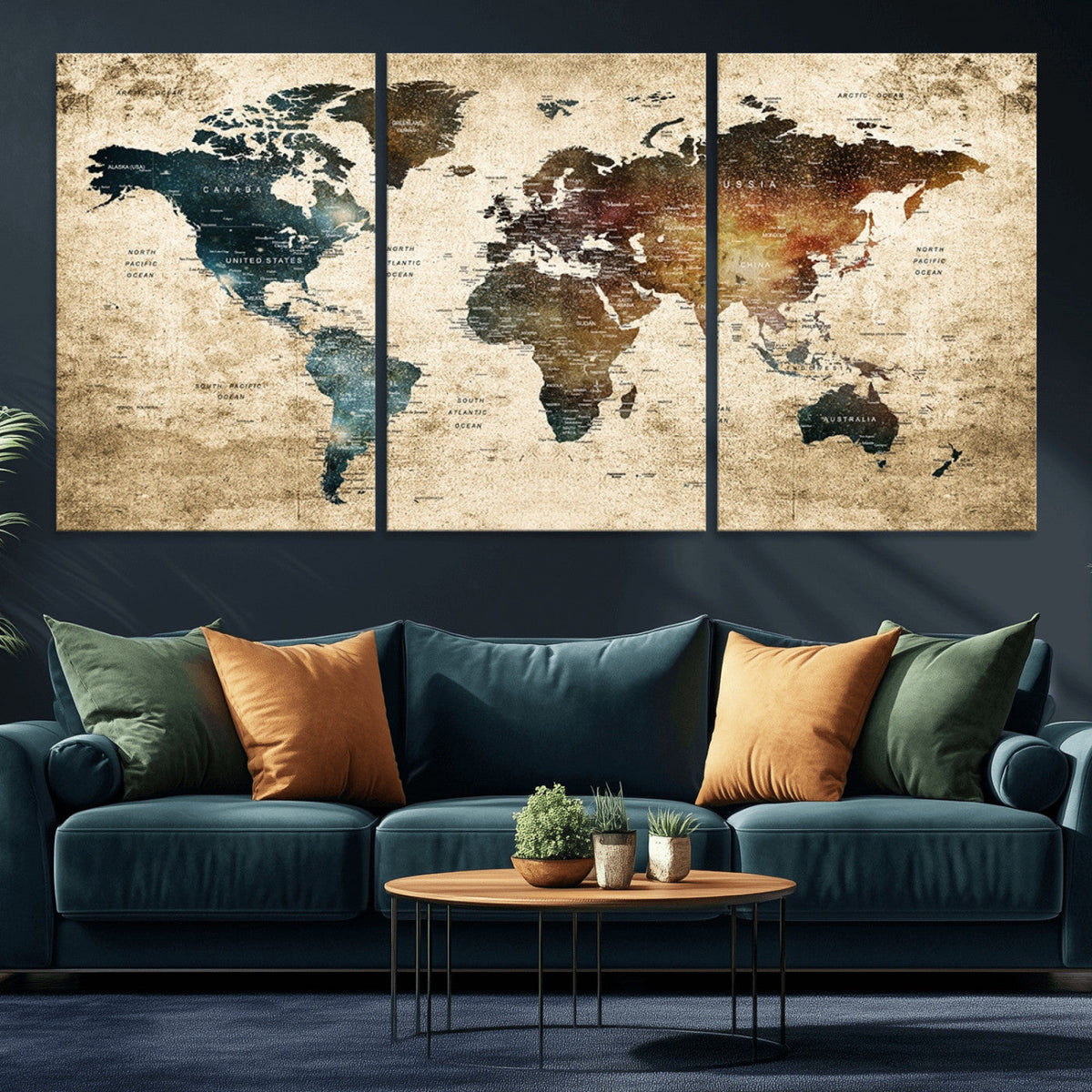World Map Canvas Print – Detailed Map of the World Wall Art