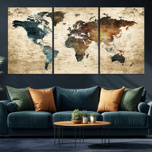 World Map Canvas Print – Detailed Map of the World Wall Art