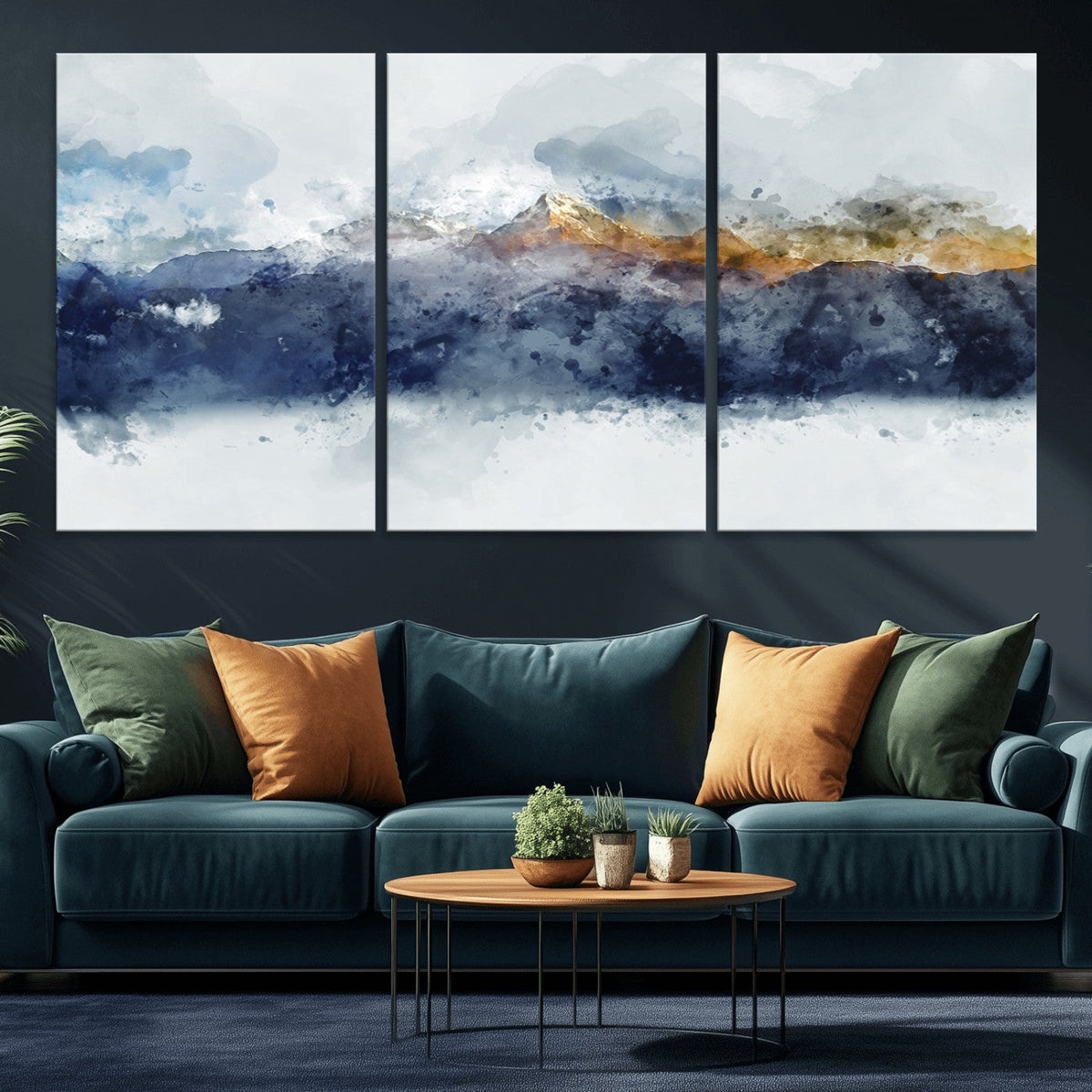 Abstract Mountain Range Art Canvas Print | 3 Panel