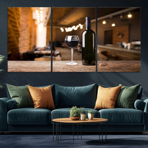 Wine and Bottle Wall Art Canvas Print