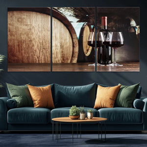 Wine and Barrel Wall Art Canvas Print