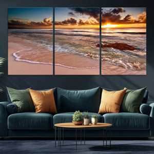 Sunset on Ocean Wall Art Canvas Print