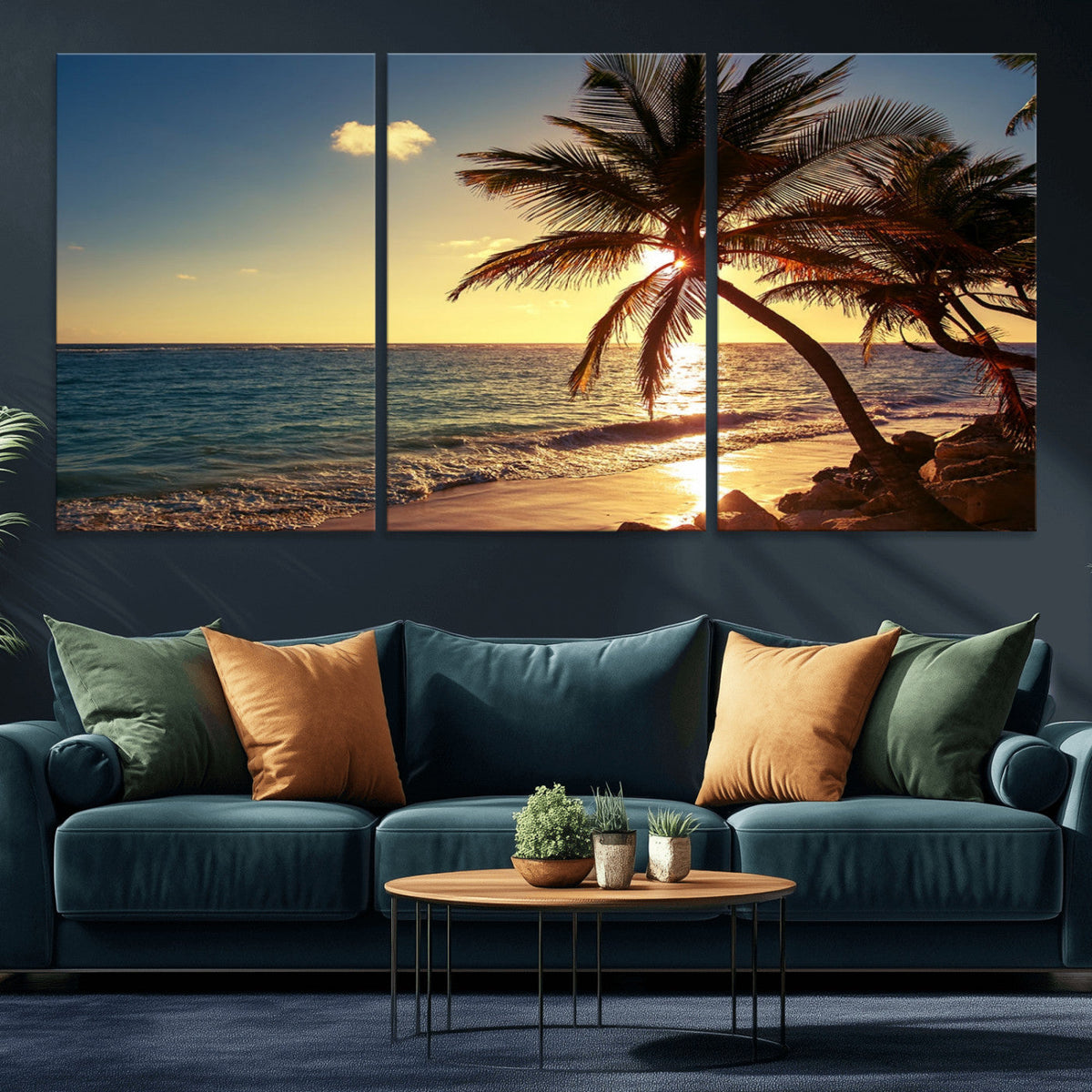 Sunset Palm Trees Wall Art Canvas Print