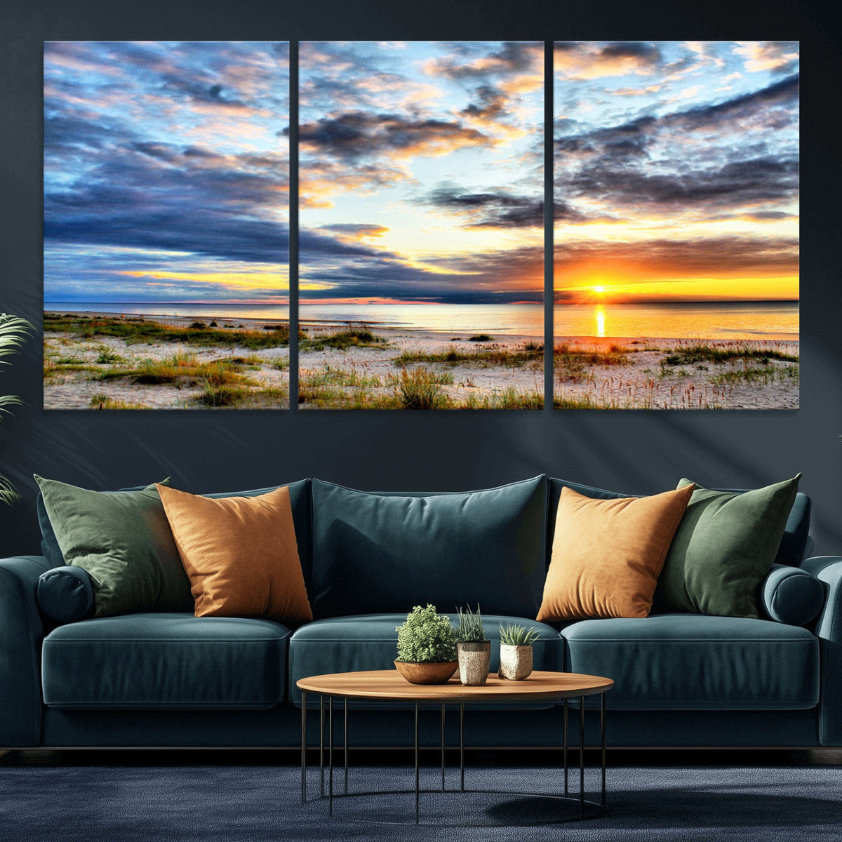 Sunset On The Ocean Wall Art Canvas Print