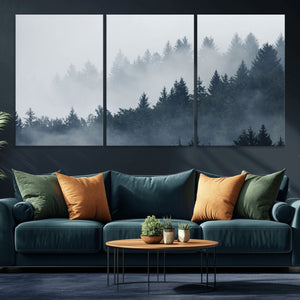 Foggy Pine Forest Wall Art Canvas Print