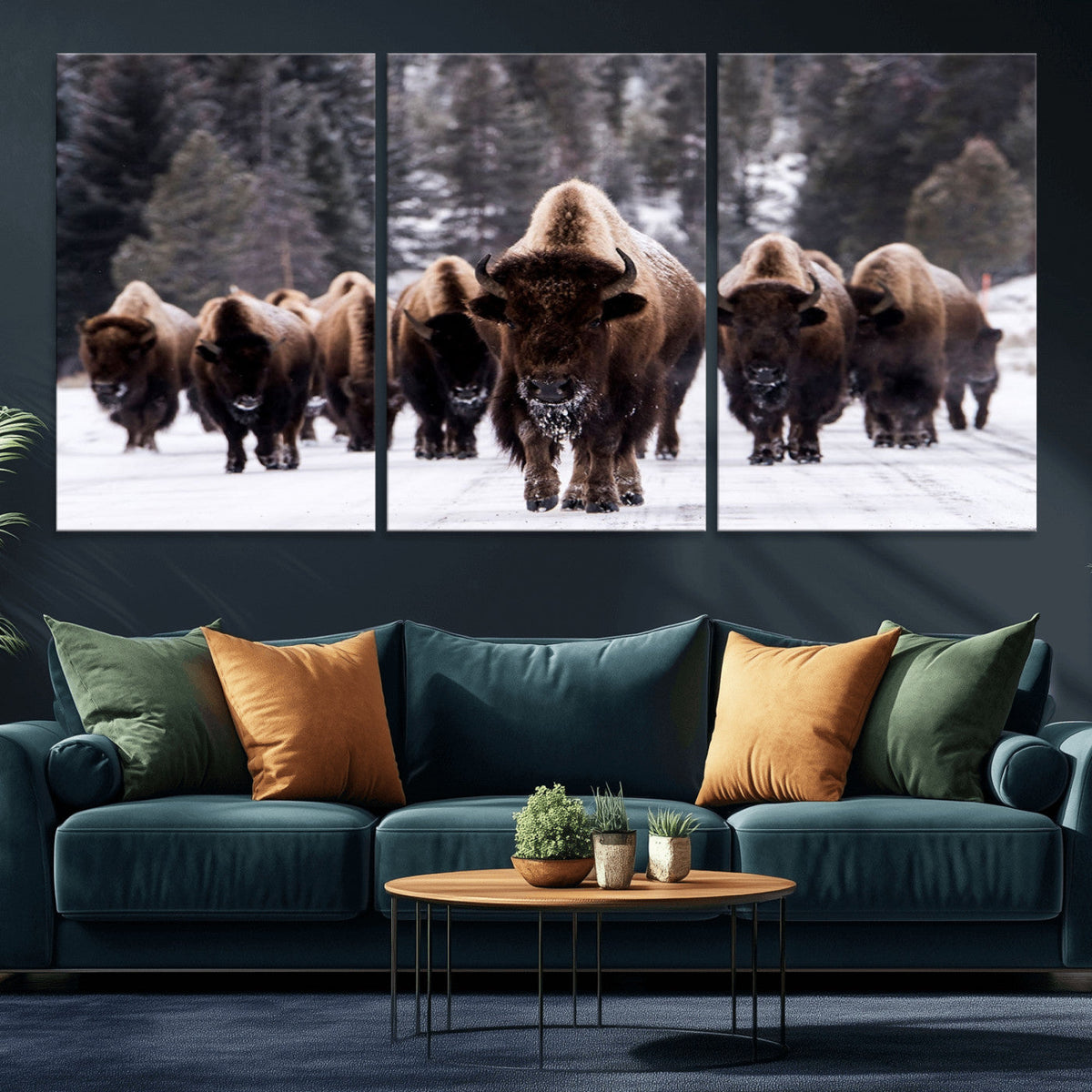 Bison Wall Art Canvas Print- Bison Herd Canvas Wall Art –