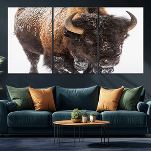 Bison Wall Art Canvas Print For Farmhouse, Wild Animal Wall