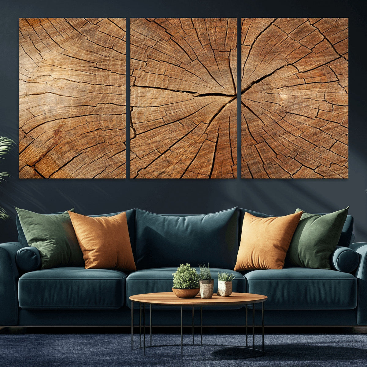 Tree Ring Canvas Art, Rustic Wood Grain Wall Art, Tree Slice