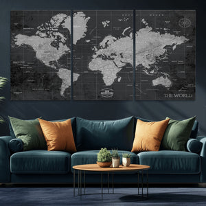 World Map Canvas Print – Detailed Map of the World Wall Art