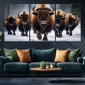 Buffalo Wall Art Canvas Print, American Bison Herd Wall Art